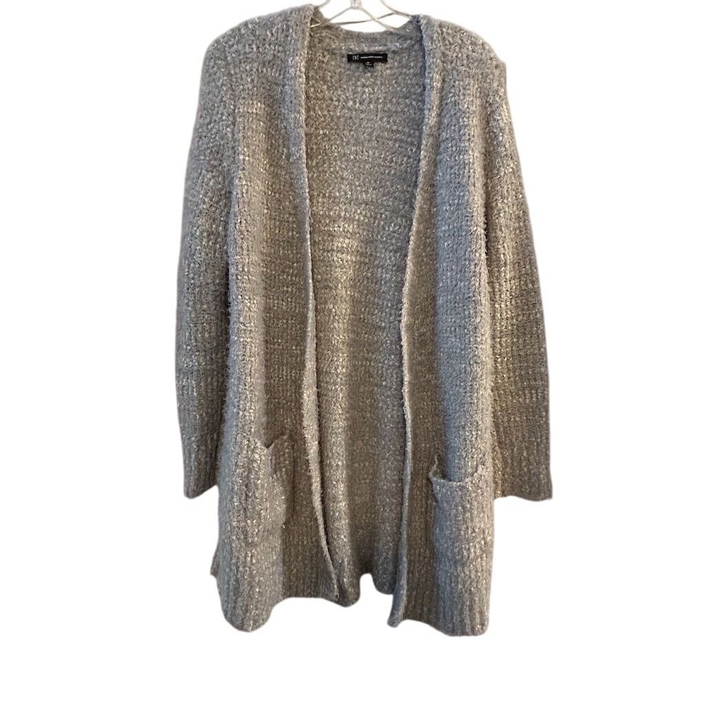 INC Women's Gray Oversized Cardigan Sweater M Long‎ Sleeve Casual Knit